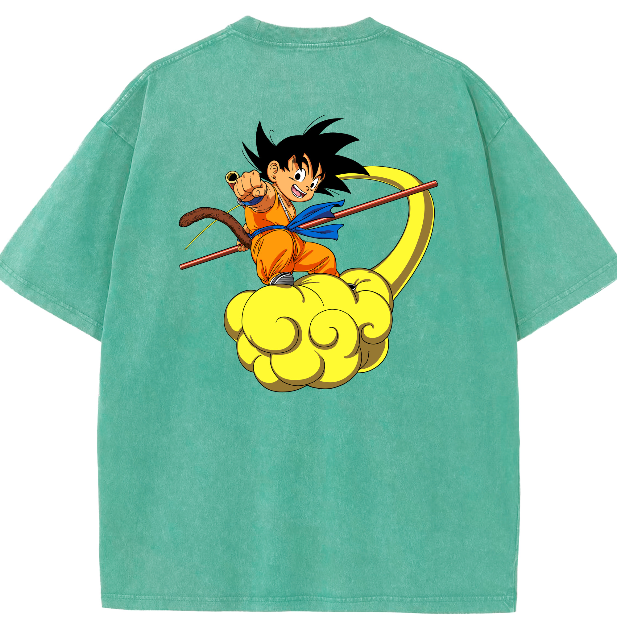 （画像用） ドラゴンボール 孫悟空（そん ごくう）Son Goku カカロット DRAGON BALL Kakarotto 綿100% ヴィンテージ風 半袖Tシャツ（背面プリント）